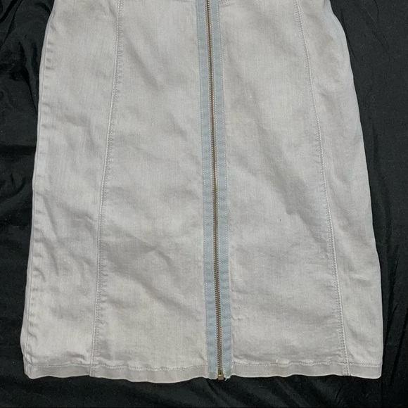 Ganni zip-up bustier tight gray / grey denim mini-dress - Picture 2 of 2